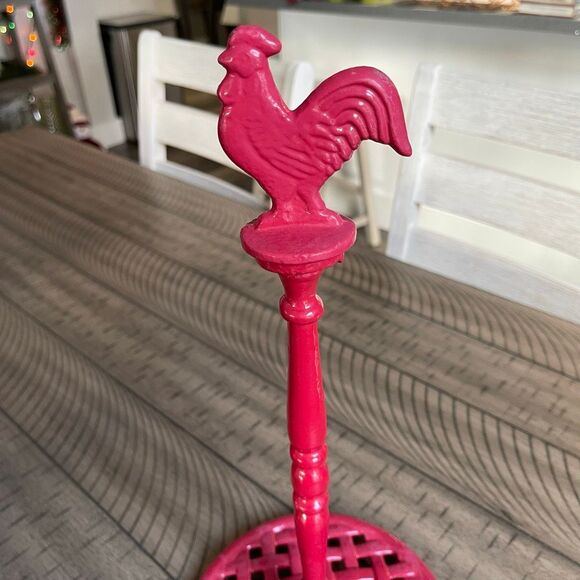 Grant Howard Cast Iron Red Rooster Paper Towel holder - Picture 2 of 11